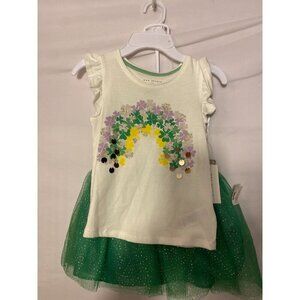 NWT Max Studios Girls Size 5/6 St Patrick's Day Skirt Top Outfit HeadBand New